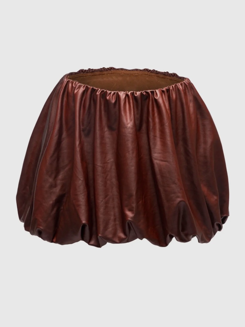Dani Reddish Brown Leather Bubble Skirt